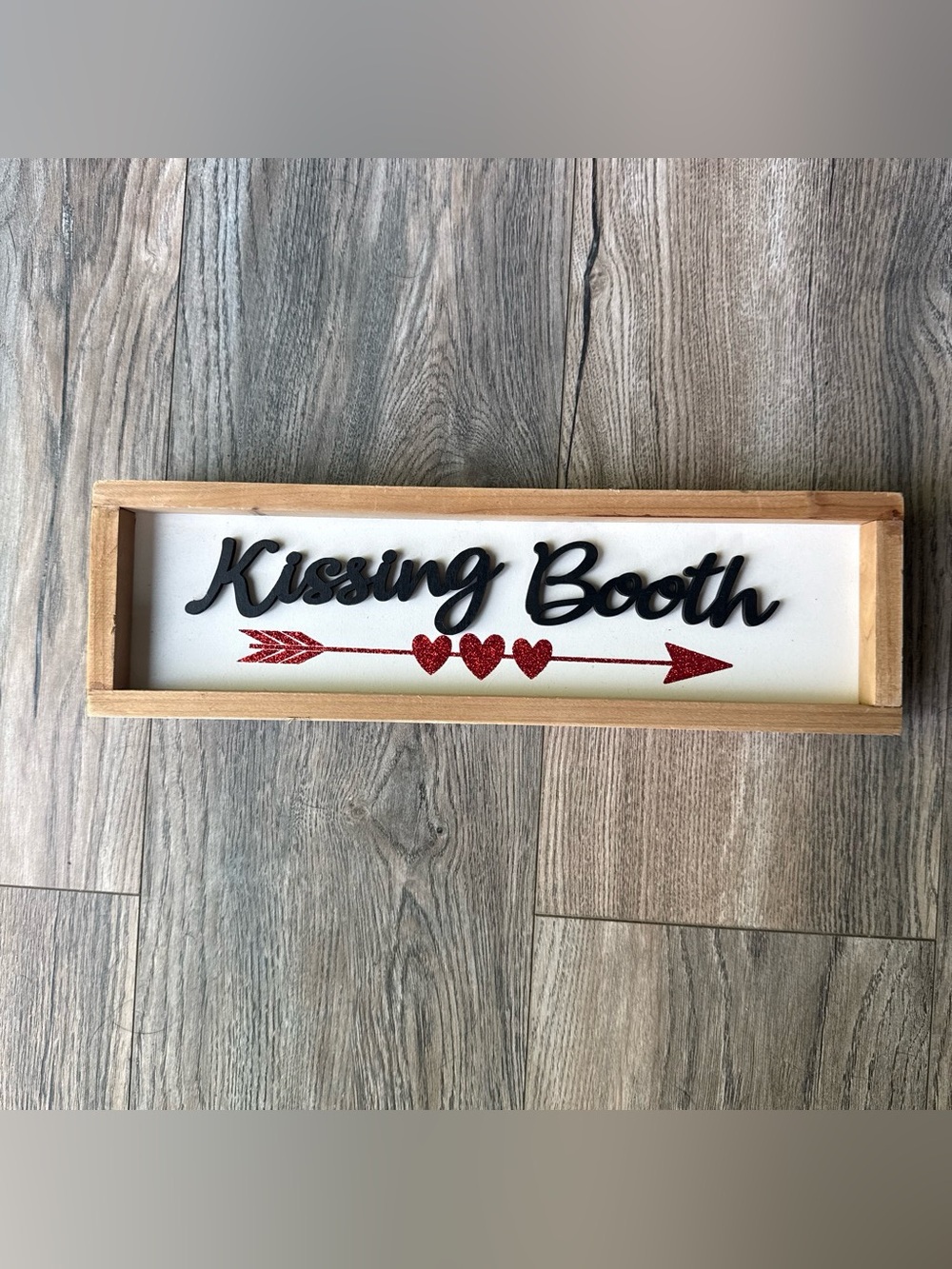 Kissing Booth Wood Sign - Black & Red